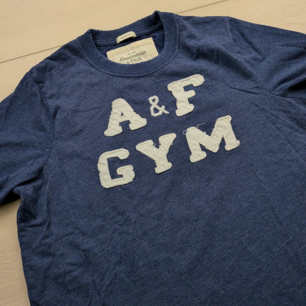 Vintage Y2K Abercrombie & Fitch Muscle Graphic T-Shirt Mens L Navy Blue AF Gym